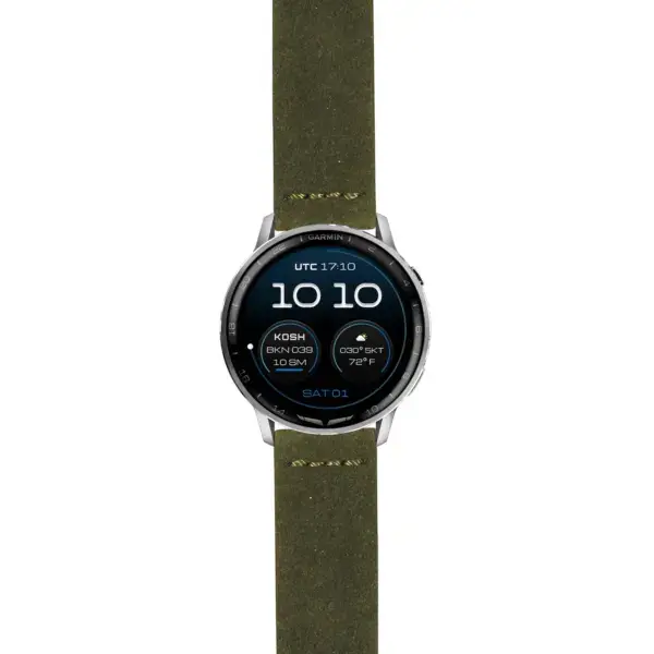 g.dax15.st29.11 Main Green Suede Heavy Duty Strap 22mm Quick Release Watch Band For Garmin D2 Air X15