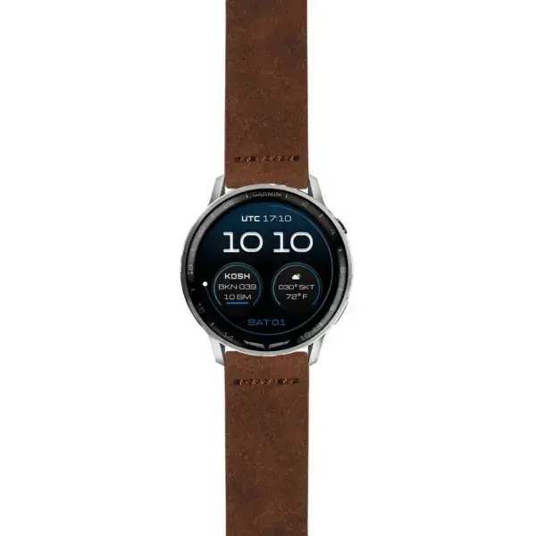 g.dax15.st29.2 Main Brown Suede Heavy Duty Strap 22mm Quick Release Watch Band For Garmin D2 Air X15