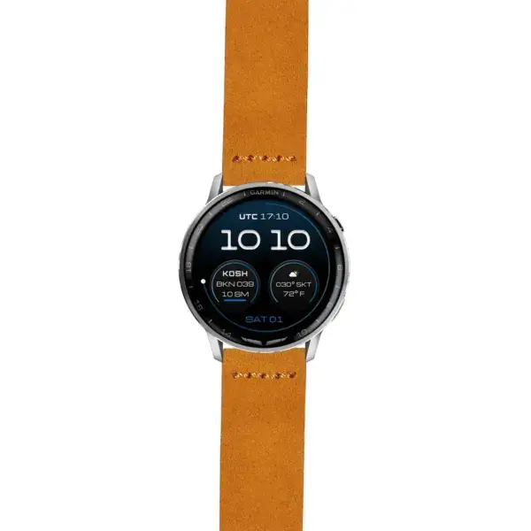 g.dax15.st29.3 Main Tan Suede Heavy Duty Strap 22mm Quick Release Watch Band For Garmin D2 Air X15