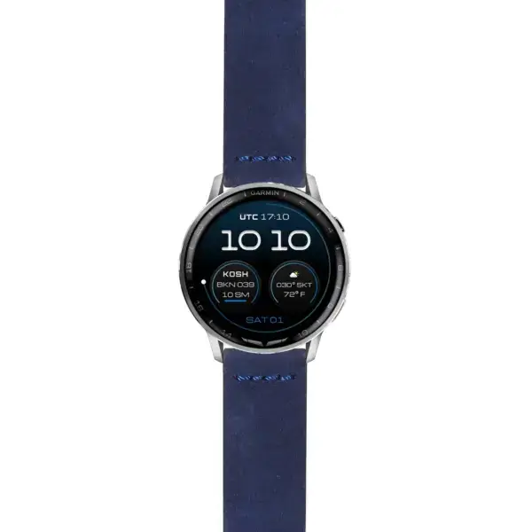 g.dax15.st29.5 Main Blue Suede Heavy Duty Strap 22mm Quick Release Watch Band For Garmin D2 Air X15
