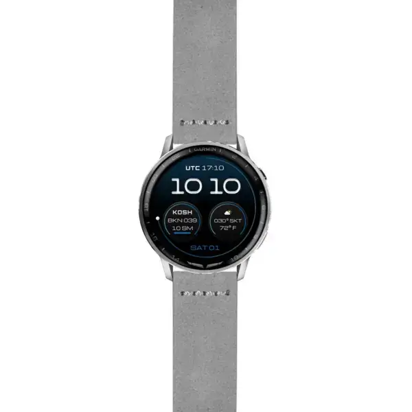 g.dax15.st29.7 Main Grey Suede Heavy Duty Strap 22mm Quick Release Watch Band For Garmin D2 Air X15