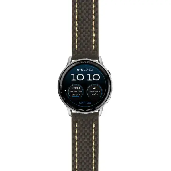 g.dax15.st25.1.22 Main Black & White Heavy Duty Carbon Fiber Strap 22mm Quick Release Watch Band For Garmin D2 Air X15