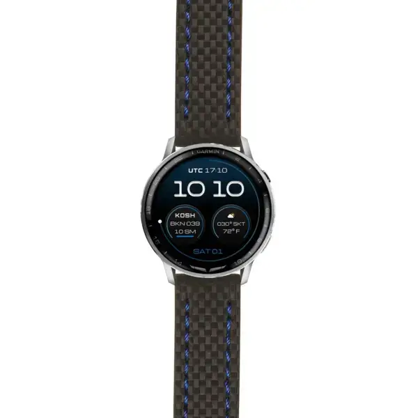 g.dax15.st25.1.5 Main Black & Blue Heavy Duty Carbon Fiber Strap 22mm Quick Release Watch Band For Garmin D2 Air X15