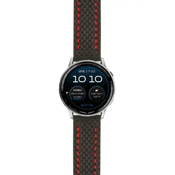 g.dax15.st25.1.6 Main Black & Red Heavy Duty Carbon Fiber Strap 22mm Quick Release Watch Band For Garmin D2 Air X15
