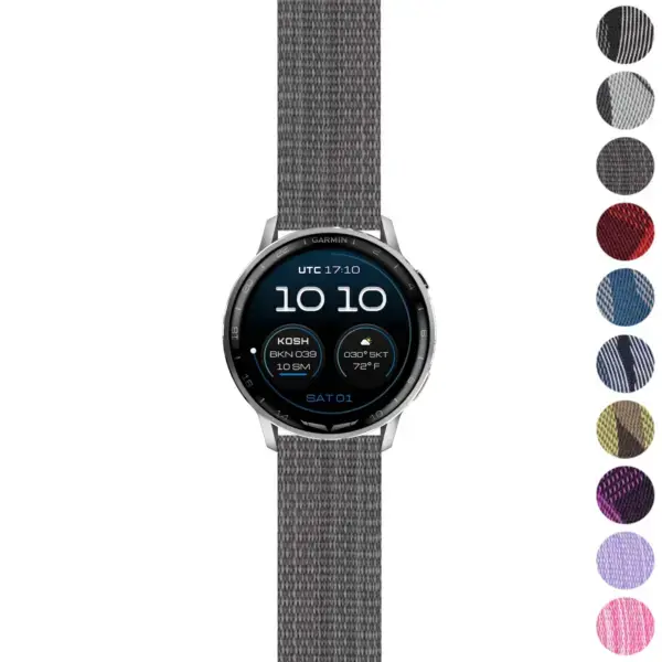 Everyday Canvas Strap for Garmin D2 Air and D2 Air X15 in gray. Available in sizes S, M, L. Made of durable canvas, perfect for daily wear