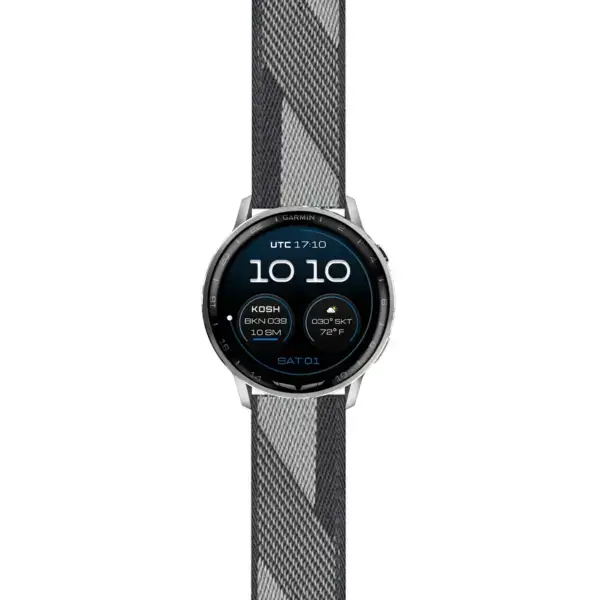 g.dax15.s.ny6.7 Main Grey Stripe Everyday Canvas Strap 22mm Quick Release Watch Band For Garmin D2 Air X15
