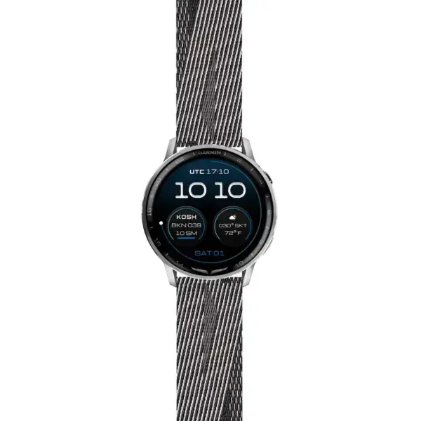 g.dax15.s.ny6.7.22 Main Grey & White Stripe Everyday Canvas Strap 22mm Quick Release Watch Band For Garmin D2 Air X15