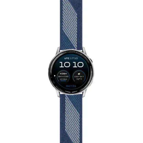 g.dax15.s.ny6.5 Main Blue Stripe Everyday Canvas Strap 22mm Quick Release Watch Band For Garmin D2 Air X15
