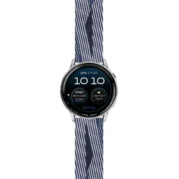 g.dax15.s.ny6.5.22 Main Blue & White Stripe Everyday Canvas Strap 22mm Quick Release Watch Band For Garmin D2 Air X15
