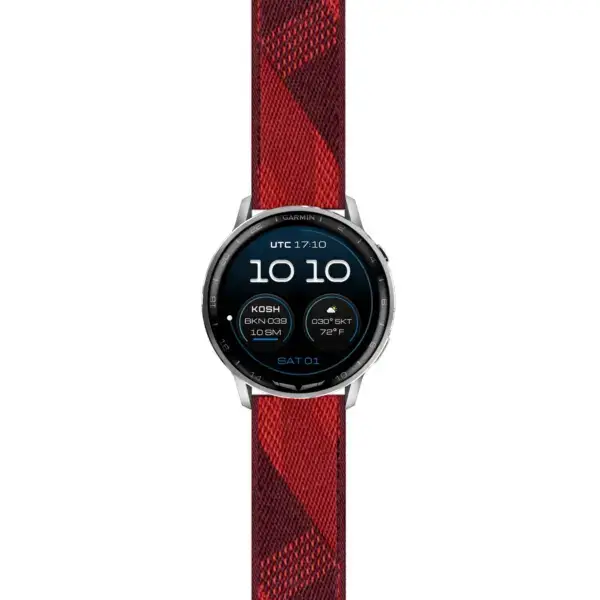 g.dax15.s.ny6.6 Main Red Stripe Everyday Canvas Strap 22mm Quick Release Watch Band For Garmin D2 Air X15