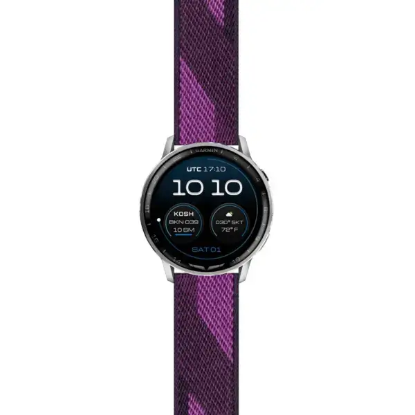 g.dax15.s.ny6.18 Main Purple Stripe Everyday Canvas Strap 22mm Quick Release Watch Band For Garmin D2 Air X15