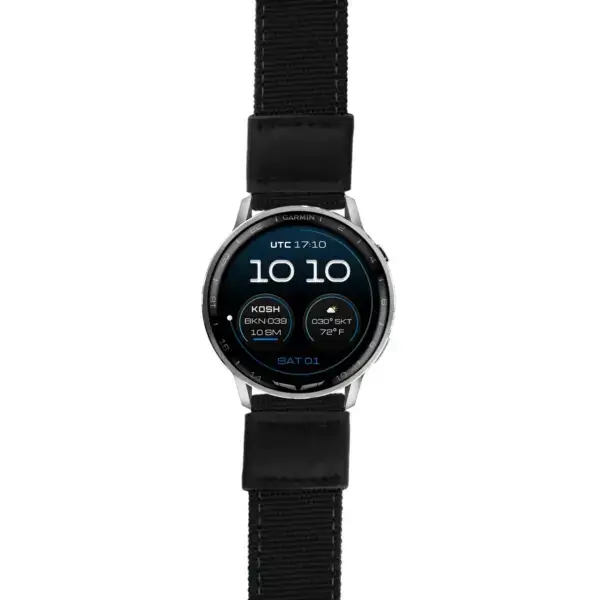 g.dax15.ks.ny2.1 Main Black Rugged Canvas 22mm Quick Release Watch Band For Garmin D2 Air X15
