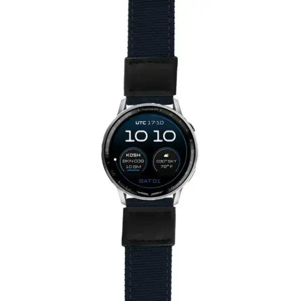g.dax15.ks.ny2.5 Main Blue Rugged Canvas 22mm Quick Release Watch Band For Garmin D2 Air X15