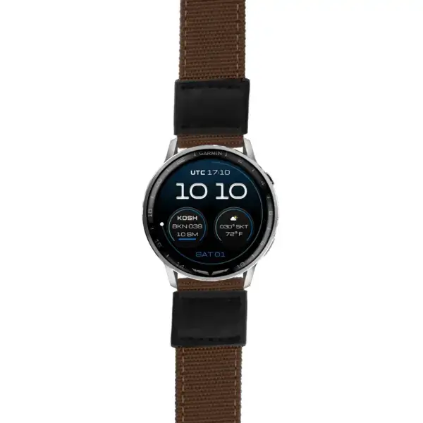 g.dax15.ks.ny2.2 Main Brown Rugged Canvas 22mm Quick Release Watch Band For Garmin D2 Air X15
