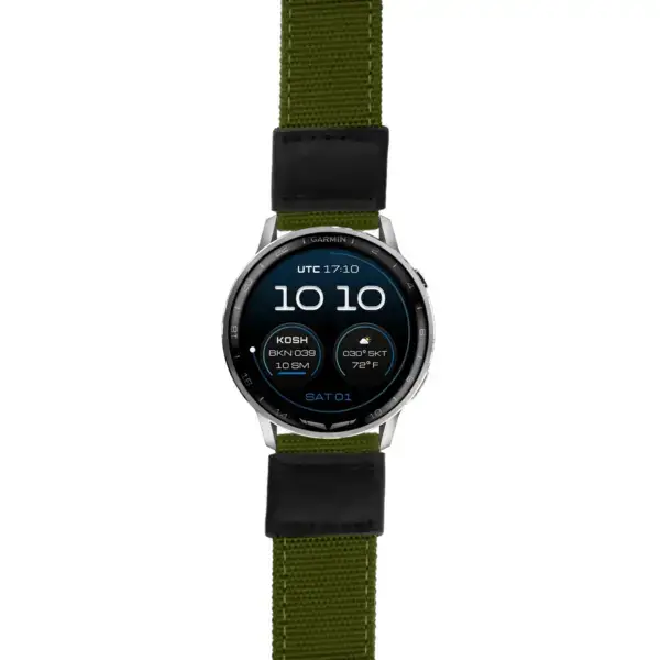 g.dax15.ks.ny2.11 Main Green Rugged Canvas 22mm Quick Release Watch Band For Garmin D2 Air X15
