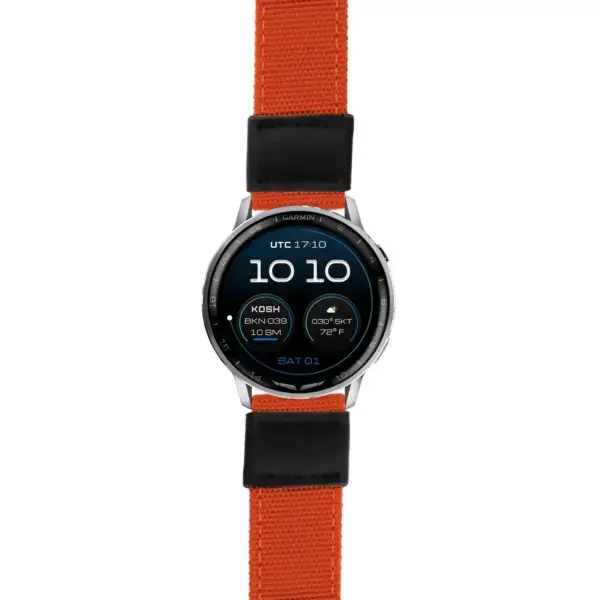 g.dax15.ks.ny2.13 Main Orange Rugged Canvas 22mm Quick Release Watch Band For Garmin D2 Air X15