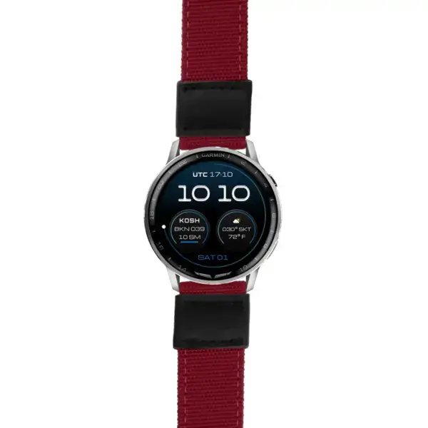 g.dax15.ks.ny2.6 Main Red Rugged Canvas 22mm Quick Release Watch Band For Garmin D2 Air X15
