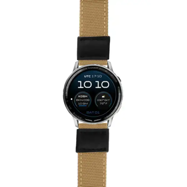 g.dax15.ks.ny2.3 Main Tan Rugged Canvas 22mm Quick Release Watch Band For Garmin D2 Air X15