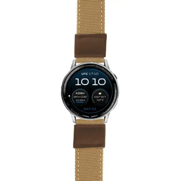 g.dax15.ks.ny2.3.2 Main Tan & Brown Rugged Canvas 22mm Quick Release Watch Band For Garmin D2 Air X15