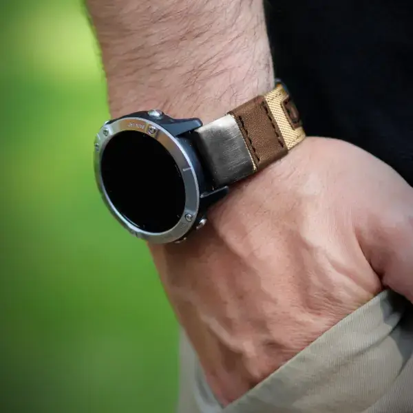 g.ny2 Creative Rugged Canvas Band For Garmin Beige & Brown