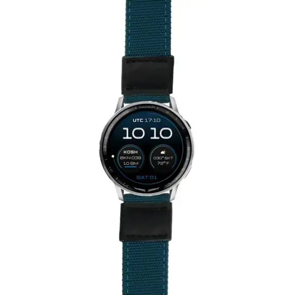 g.dax15.ks.ny2.11b Main Teal Rugged Canvas 22mm Quick Release Watch Band For Garmin D2 Air X15
