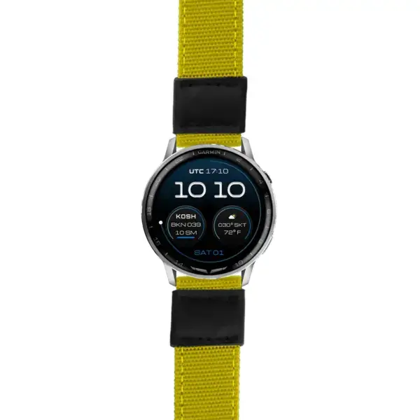 g.dax15.ks.ny2.10 Main Yellow Rugged Canvas 22mm Quick Release Watch Band For Garmin D2 Air X15