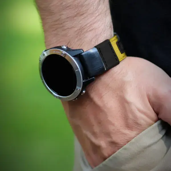 g.ny2.10 Wrist Yellow StrapsCo Rugged Canvas Watch Band Strap for Garmin Watches