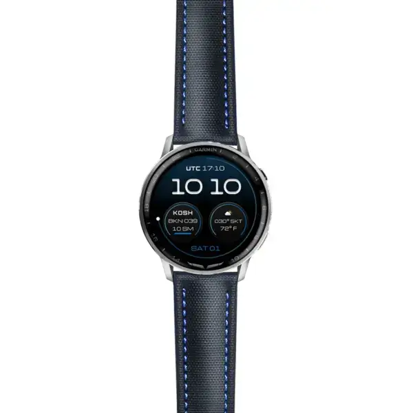 g.dax15.kd4.1.5 Main Black & Blue DASSARI Sailcloth Strap 22mm Quick Release Watch Band For Garmin D2 Air X15