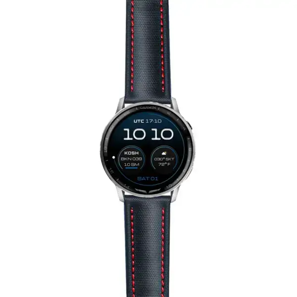 g.dax15.kd4.1.6 Main Black & Red DASSARI Sailcloth Strap 22mm Quick Release Watch Band For Garmin D2 Air X15