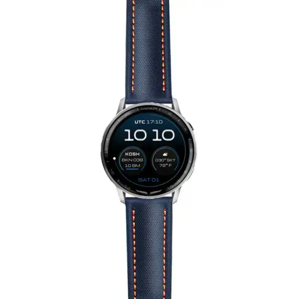 g.dax15.kd4.5.12 Main Blue & Orange DASSARI Sailcloth Strap 22mm Quick Release Watch Band For Garmin D2 Air X15