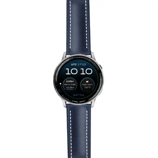 g.dax15.kd4.5.22 Main Blue & White DASSARI Sailcloth Strap 22mm Quick Release Watch Band For Garmin D2 Air X15