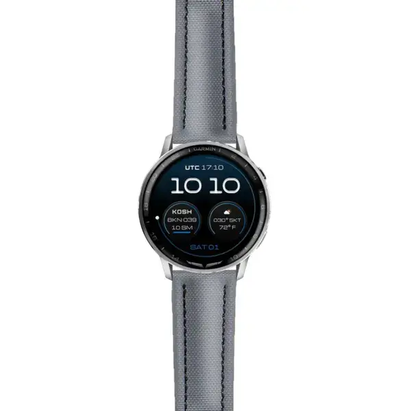 g.dax15.kd4.7.1 Main Grey & Black DASSARI Sailcloth Strap 22mm Quick Release Watch Band For Garmin D2 Air X15