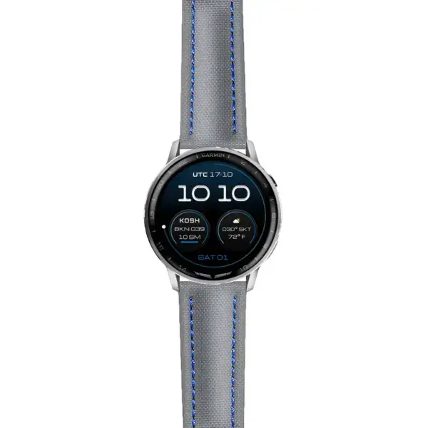 g.dax15.kd4.7.5 Main Grey & Blue DASSARI Sailcloth Strap 22mm Quick Release Watch Band For Garmin D2 Air X15