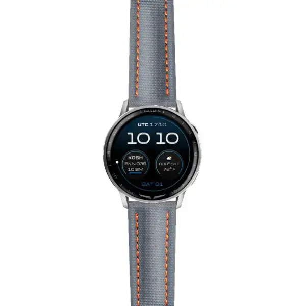 g.dax15.kd4.7.12 Main Grey & Orange DASSARI Sailcloth Strap 22mm Quick Release Watch Band For Garmin D2 Air X15