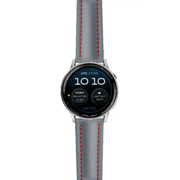 g.dax15.kd4.7.6 Main Grey & Red DASSARI Sailcloth Strap 22mm Quick Release Watch Band For Garmin D2 Air X15