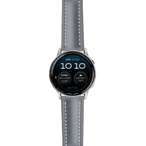 g.dax15.kd4.7.22 Main Grey & White DASSARI Sailcloth Strap 22mm Quick Release Watch Band For Garmin D2 Air X15