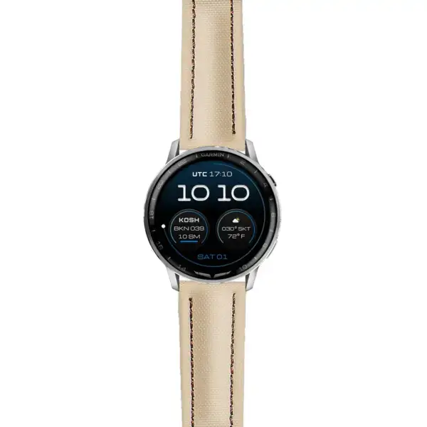 g.dax15.kd4.17.2 Main Beige & Brown DASSARI Sailcloth Strap 22mm Quick Release Watch Band For Garmin D2 Air X15