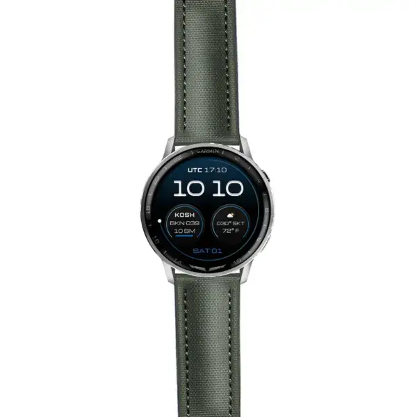 g.dax15.kd4.11.11 Main Green DASSARI Sailcloth Strap 22mm Quick Release Watch Band For Garmin D2 Air X15