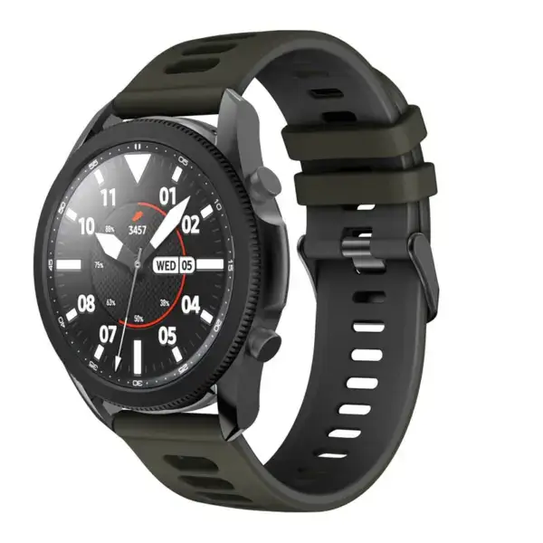 G.r58.11.1.22 Main Army Green & Black StrapsCo Silicone Band For Garmin Vivoactive 4 Rubber Watch Strap