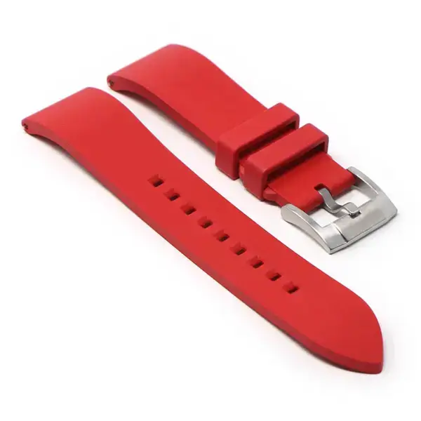 Fk2.6.bs Angle Red DASSARI Smooth FKM Rubber Quick Release Watch Strap With Brushed Silver Buckle