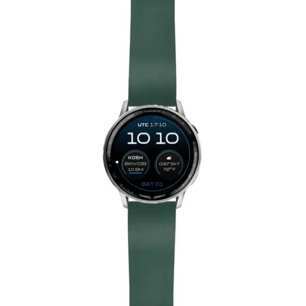 g.dax15.fk2.11 Main Green DASSARI Smooth FKM Rubber Strap 22mm Quick Release Watch Band For Garmin D2 Air X15