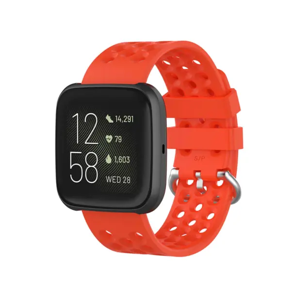 Fb.r49.6 Main Red StrapsCo Perforated Silicone Rubber Watch Band Strap For Fitbit Versa