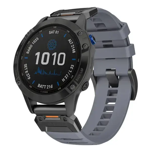g.fk1.7 Main Slate StrapsCo Elite FKM Rubber QuickFit Watch Band Strap for Garmin Fenix 6X