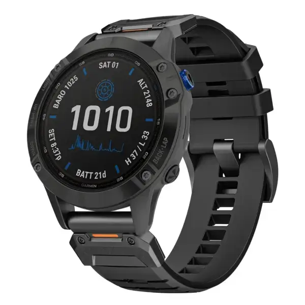 g.fk1.1 Main Obsidian StrapsCo Elite FKM Rubber QuickFit Watch Band Strap for Garmin Fenix 6X