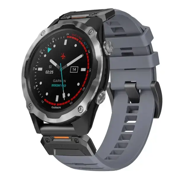 g.fk1.7 Main Slate StrapsCo Elite FKM Rubber QuickFit Watch Band Strap for Garmin Descent Mk2