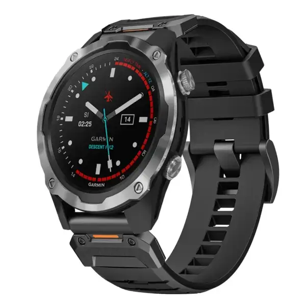 g.fk1.1 Main Obsidian StrapsCo Elite FKM Rubber QuickFit Watch Band Strap for Garmin Descent Mk2