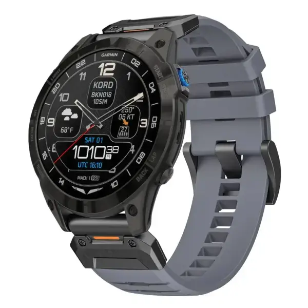 g.fk1.7 Main Slate StrapsCo Elite FKM Rubber QuickFit Watch Band Strap for Garmin D2 Mach 1