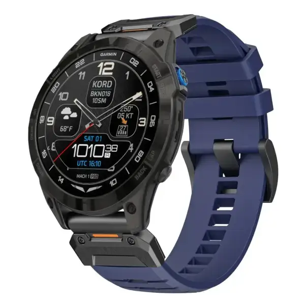 g.fk1.5 Main Midnight StrapsCo Elite FKM Rubber QuickFit Watch Band Strap for Garmin D2 Mach 1