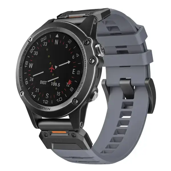 g.fk1.7 Main Slate StrapsCo Elite FKM Rubber QuickFit Watch Band Strap for Garmin D2 Bravo