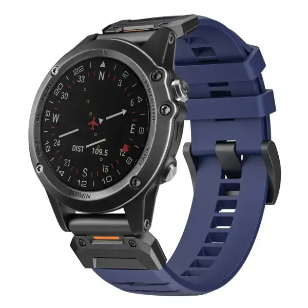 g.fk1.5 Main Midnight StrapsCo Elite FKM Rubber QuickFit Watch Band Strap for Garmin D2 Bravo